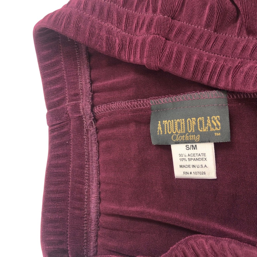 Vintage A Touch of Class Knit Slinky Maxi Skirt Size S/M Whimsigoth 90s Burgundy - Picture 10 of 10